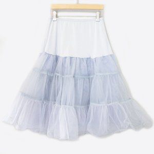 Retro Gray Petticoat Skirt 1950s Rockabilly Stiff Layered Crinoline Adds Volume